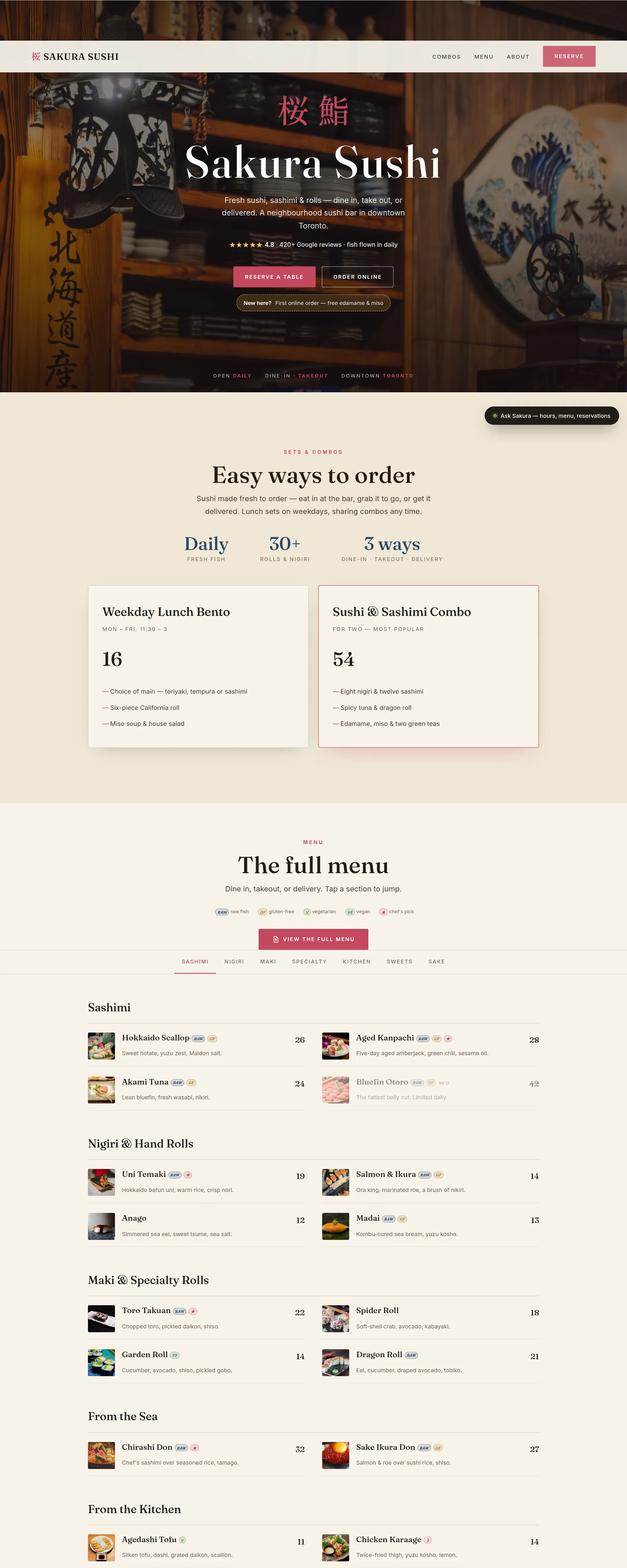 Sakura Sushi — Concept demo — restaurant experience